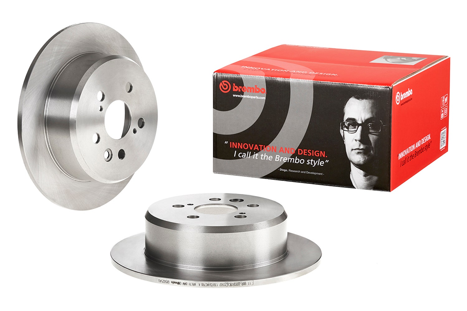 BREMBO -  Rear Solid Brake Disc Pair - 269mm Diameter