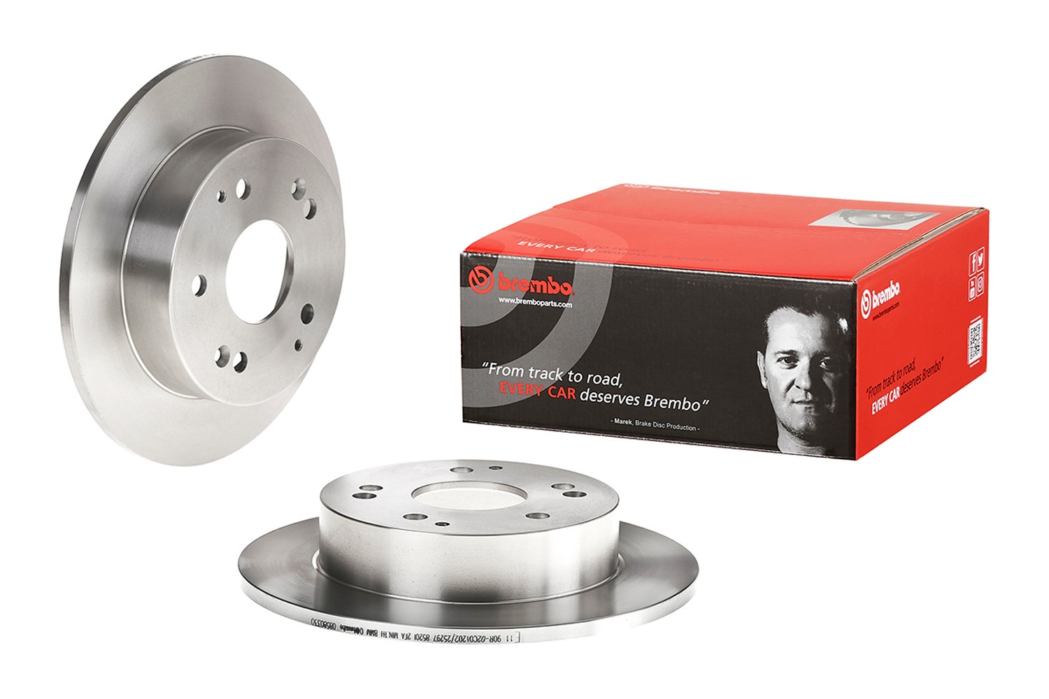 BREMBO -  Rear Solid Brake Disc Pair - 260mm Diameter