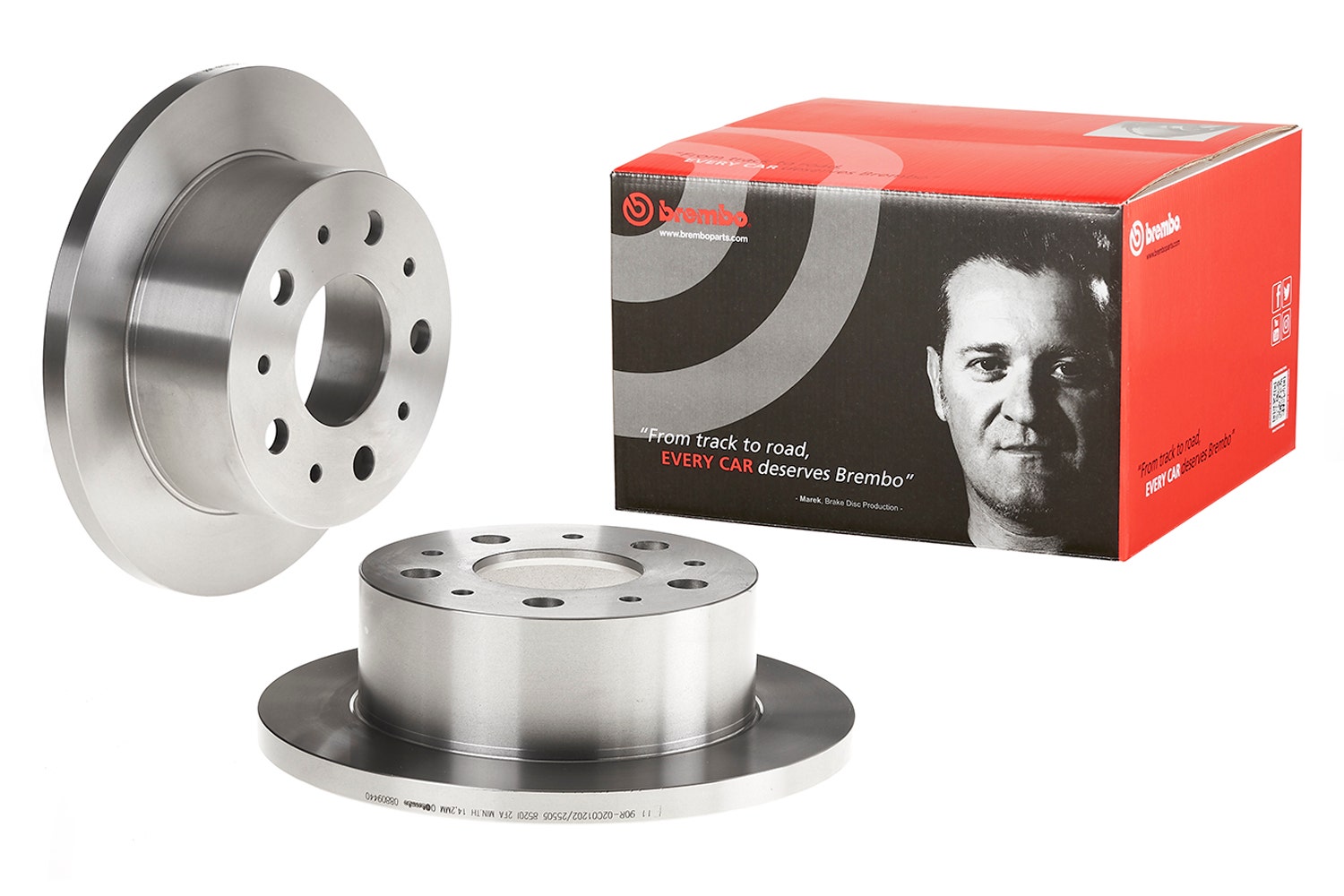 BREMBO -  Rear Solid Brake Disc Pair - 280mm Diameter