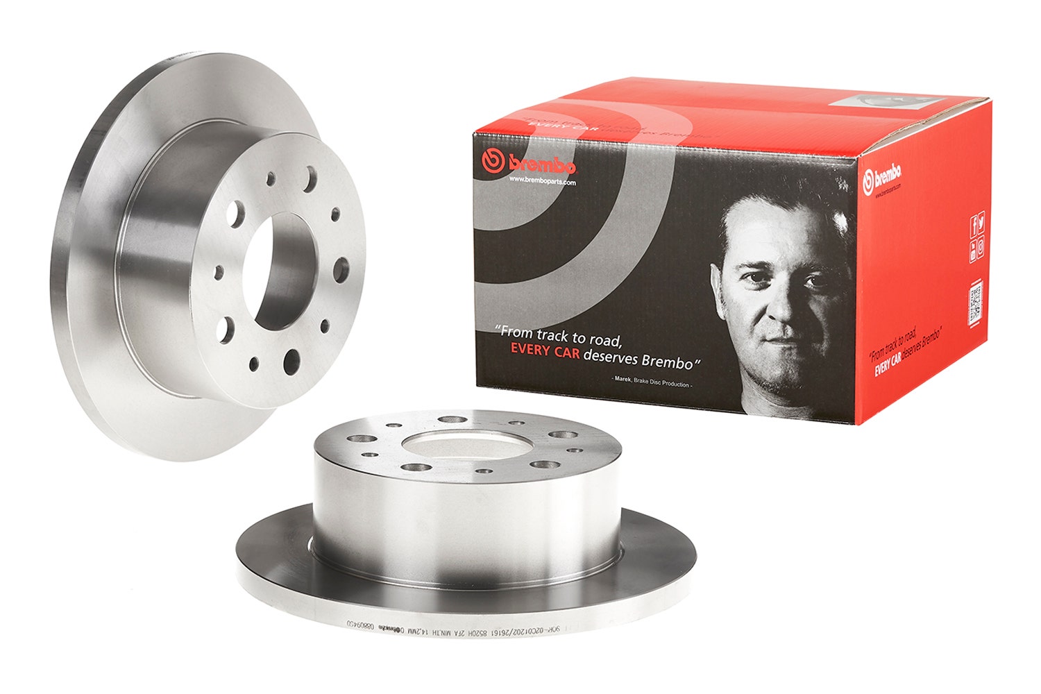 BREMBO -  Rear Solid Brake Disc Pair - 280mm Diameter
