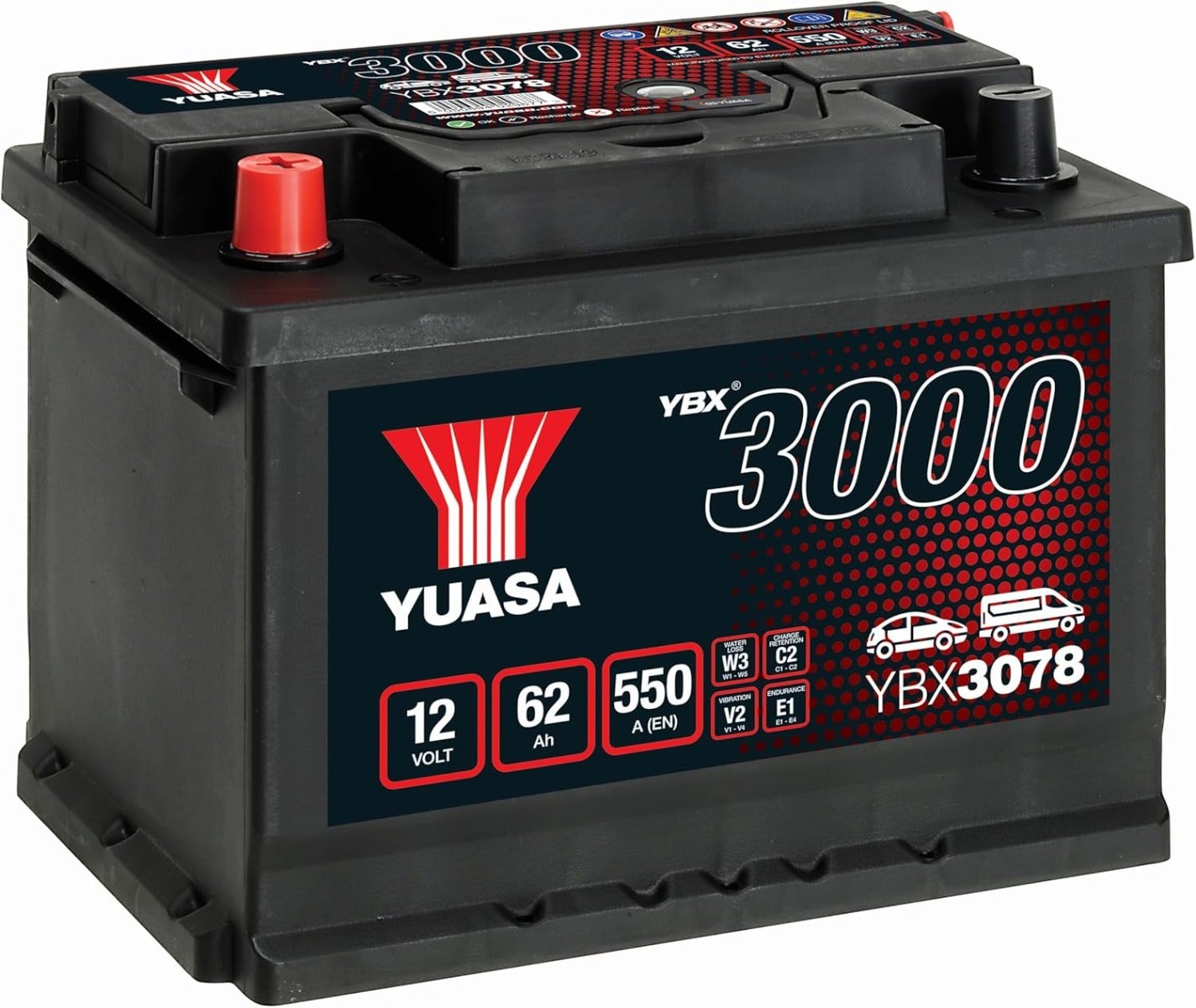 YUASA -  078 3000 Series SMF Battery - 4 Year Warranty