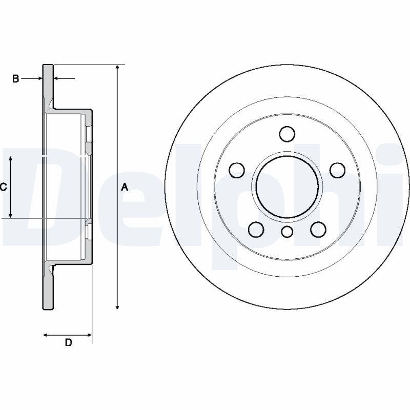 DRIVETEC -  Rear Solid Brake Disc Pair Coated - 259mm Diameter