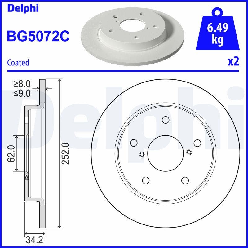 DRIVETEC -  Rear Brake Disc Pair - 252mm Diameter