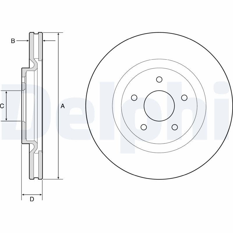 DRIVETEC -  Front Vented Brake Disc Coated Single - 320mm Diameter