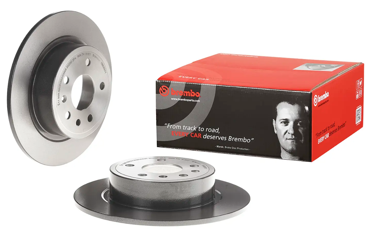 BREMBO -  Rear Solid Brake Disc Pair Coated - 286mm Diameter