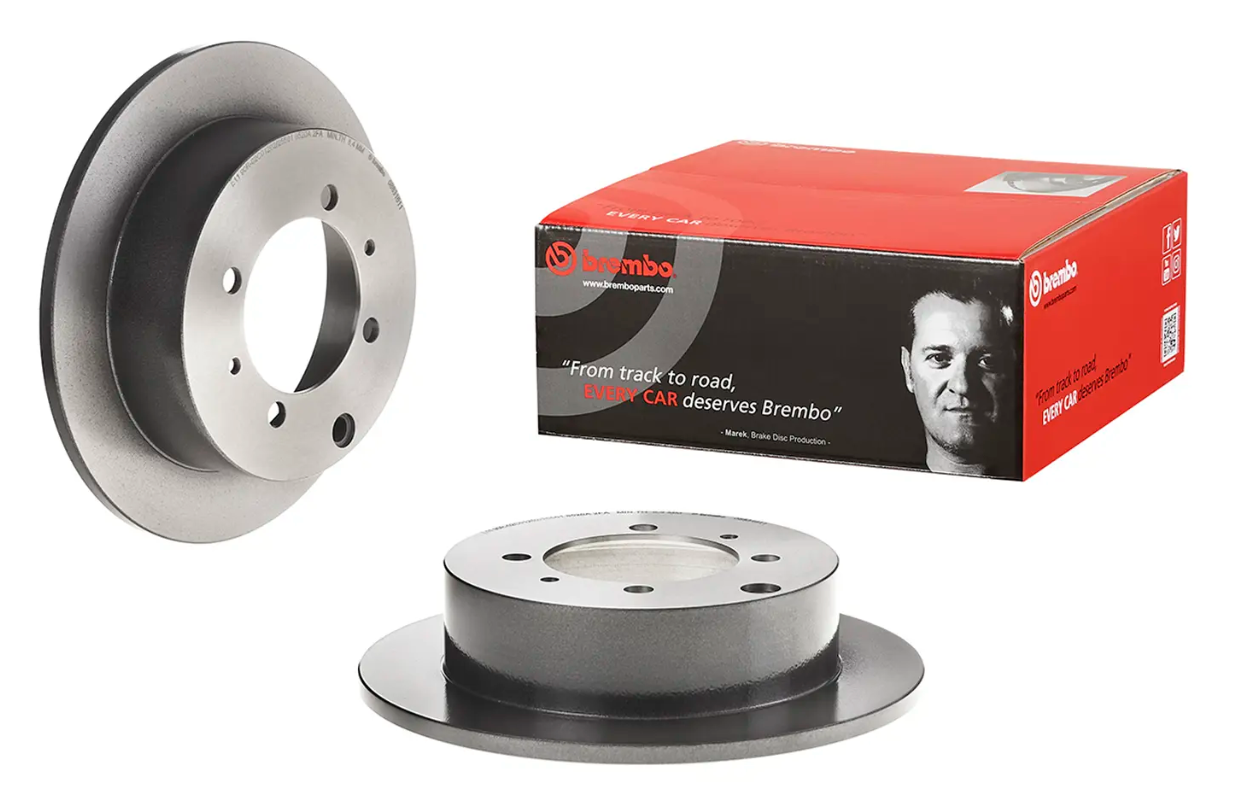 BREMBO -  Rear Solid Brake Disc Pair Coated - 262mm Diameter