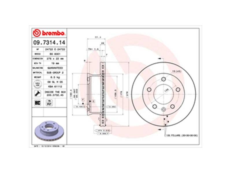 BREMBO -  Front Brake Disc Pair R90 Approved - 276mm Diameter