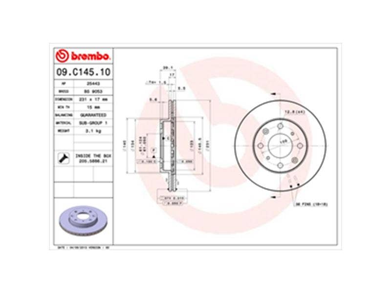 BREMBO -  Front Brake Disc Pair - 231mm Diameter