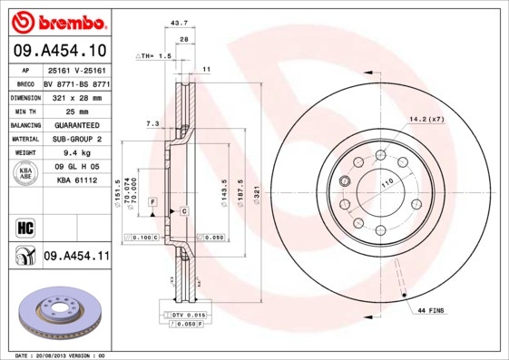 BREMBO -  Front Vented Brake Disc Coated - 321mm Diameter