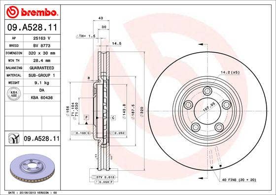 BREMBO -  Front Vented Brake Disc Pair Coated - 320mm Diameter