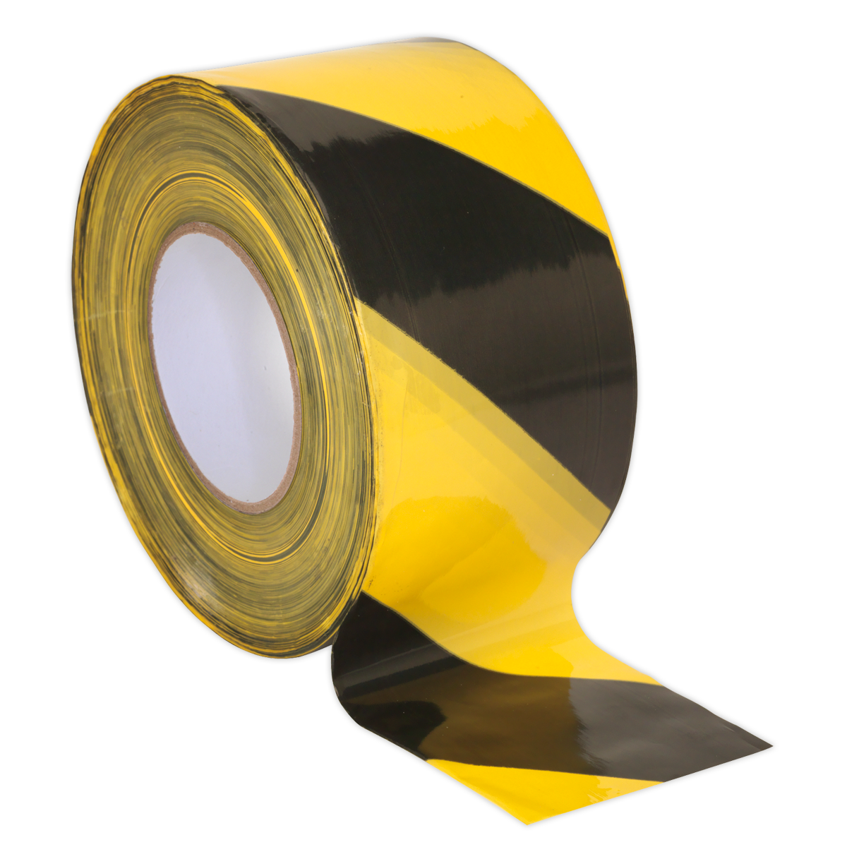 Hazard Warning Barrier Tape 80mm x 100m Black/Yellow Non-Adhesive