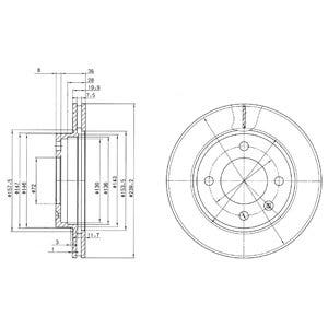DELPHI -  Front Vented Brake Disc Pair - 239.5mm Diameter