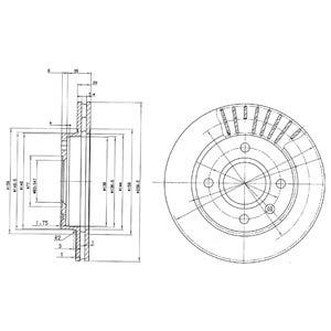 DELPHI -  Front Vented Brake Disc Pair - 240mm Diameter