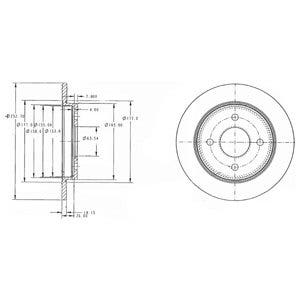 DELPHI -  Rear Solid Brake Disc Pair Coated - 253mm Diameter