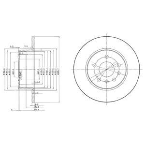 DELPHI -  Rear Solid Brake Disc Pair Coated - 286mm Diameter