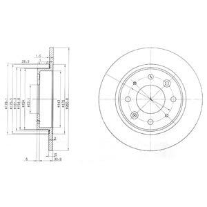 DELPHI -  Rear Solid Brake Disc Pair - 261mm Diameter