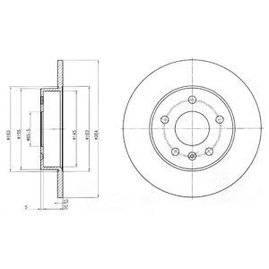 DELPHI -  Rear Solid Brake Disc Pair - 264mm Diameter