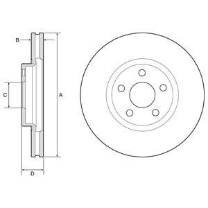 DELPHI -  Front Vented Brake Disc Pair Coated - 300mm Diameter