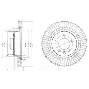 DELPHI -  Front Vented Brake Disc Coated - 317mm Diameter