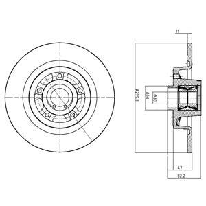 DELPHI -  Rear Solid Brake Disc Coated - 300mm Diameter