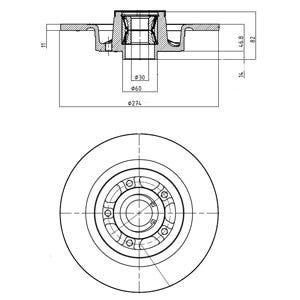 DELPHI -  Rear Solid Brake Disc Coated - 274mm Diameter