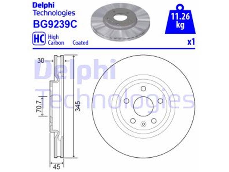 DELPHI -  Front Vented Brake Disc - 345mm Diameter
