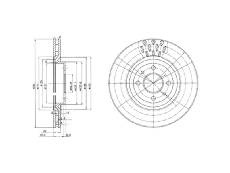 DRIVETEC -  Front Vented Brake Disc Pair - 284mm Diameter