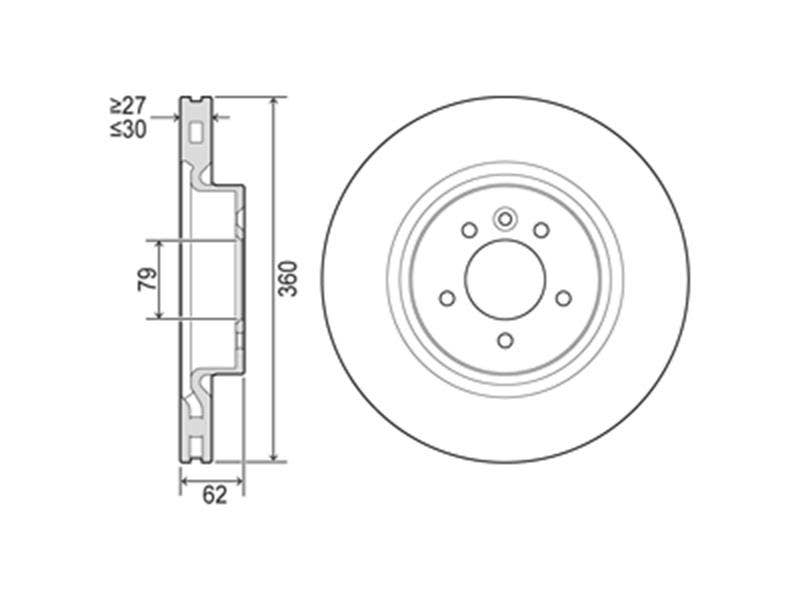 DRIVETEC -  Front Vented Brake Disc Coated - 360mm Diameter