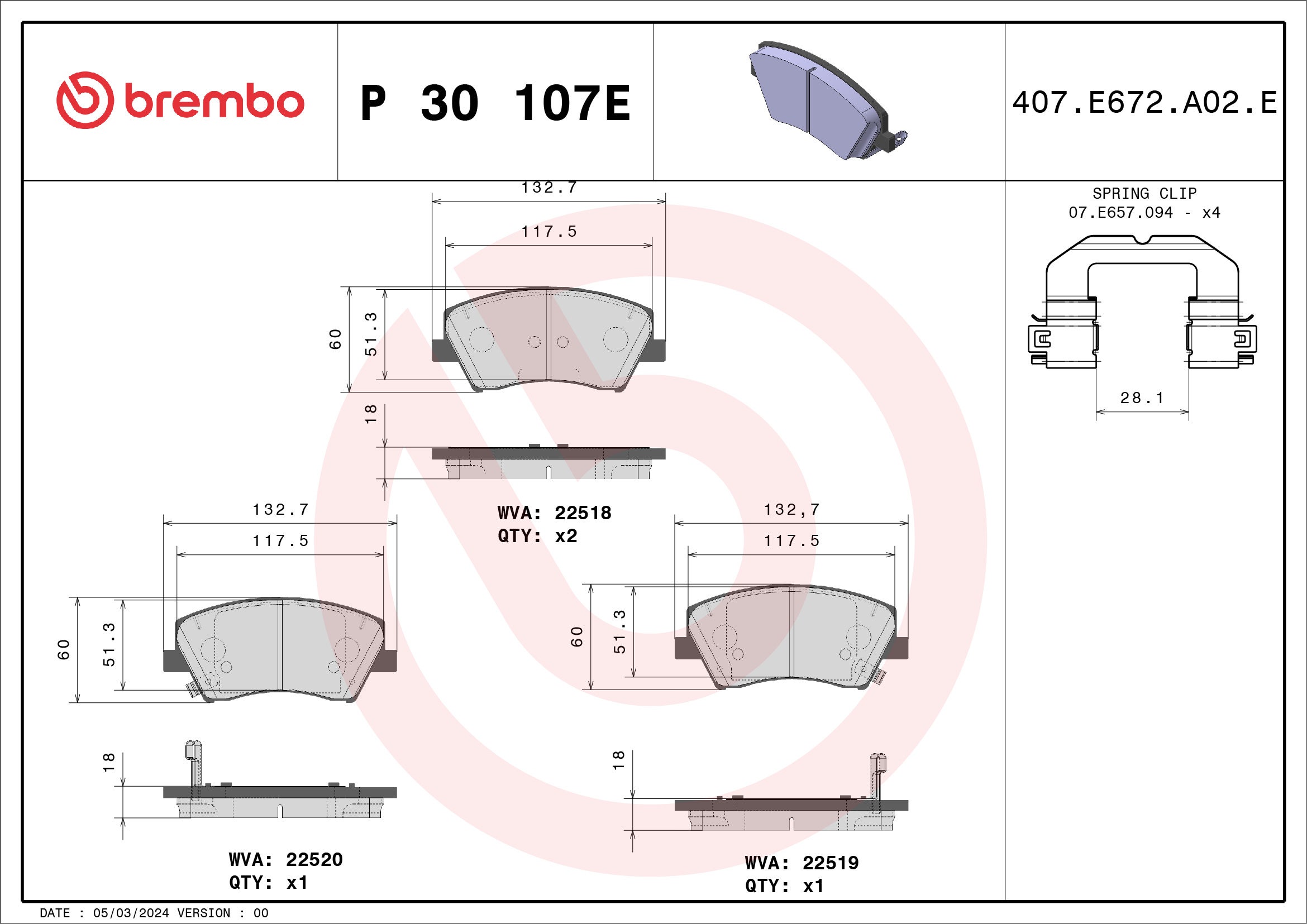 BREMBO - Front Brake Pad Set