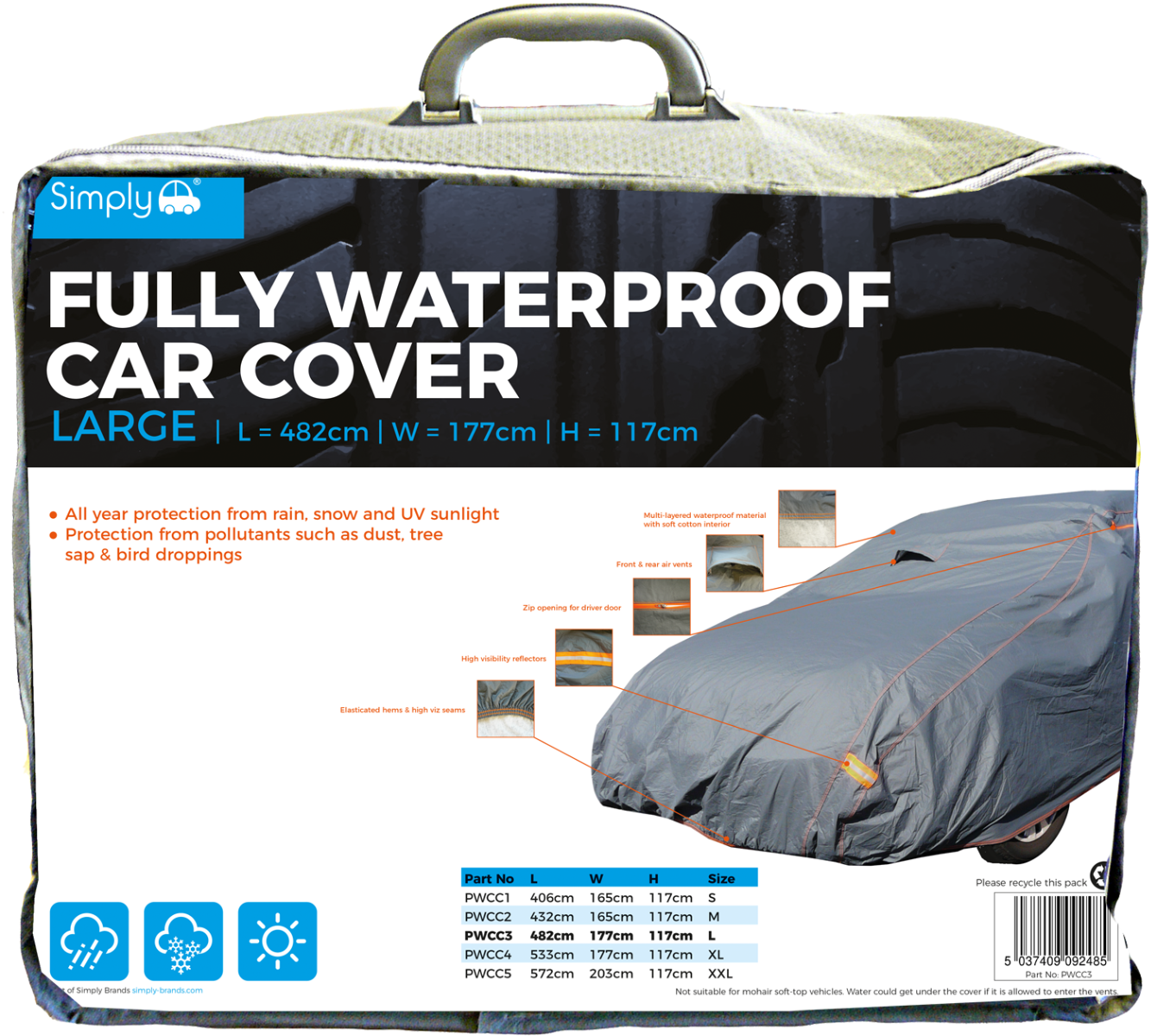 L Premium Fully Waterproof Car Cover