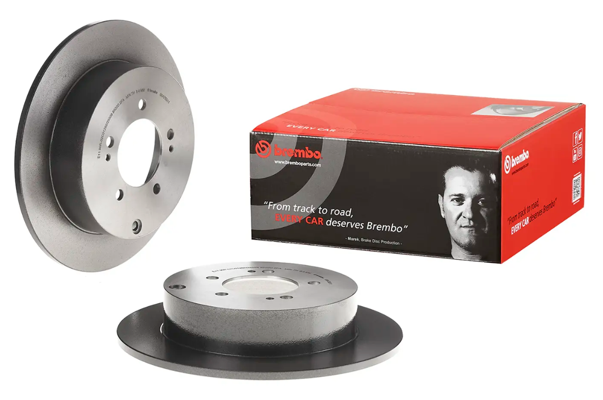 BREMBO -  Rear Solid Brake Disc Pair Coated - 302mm Diameter