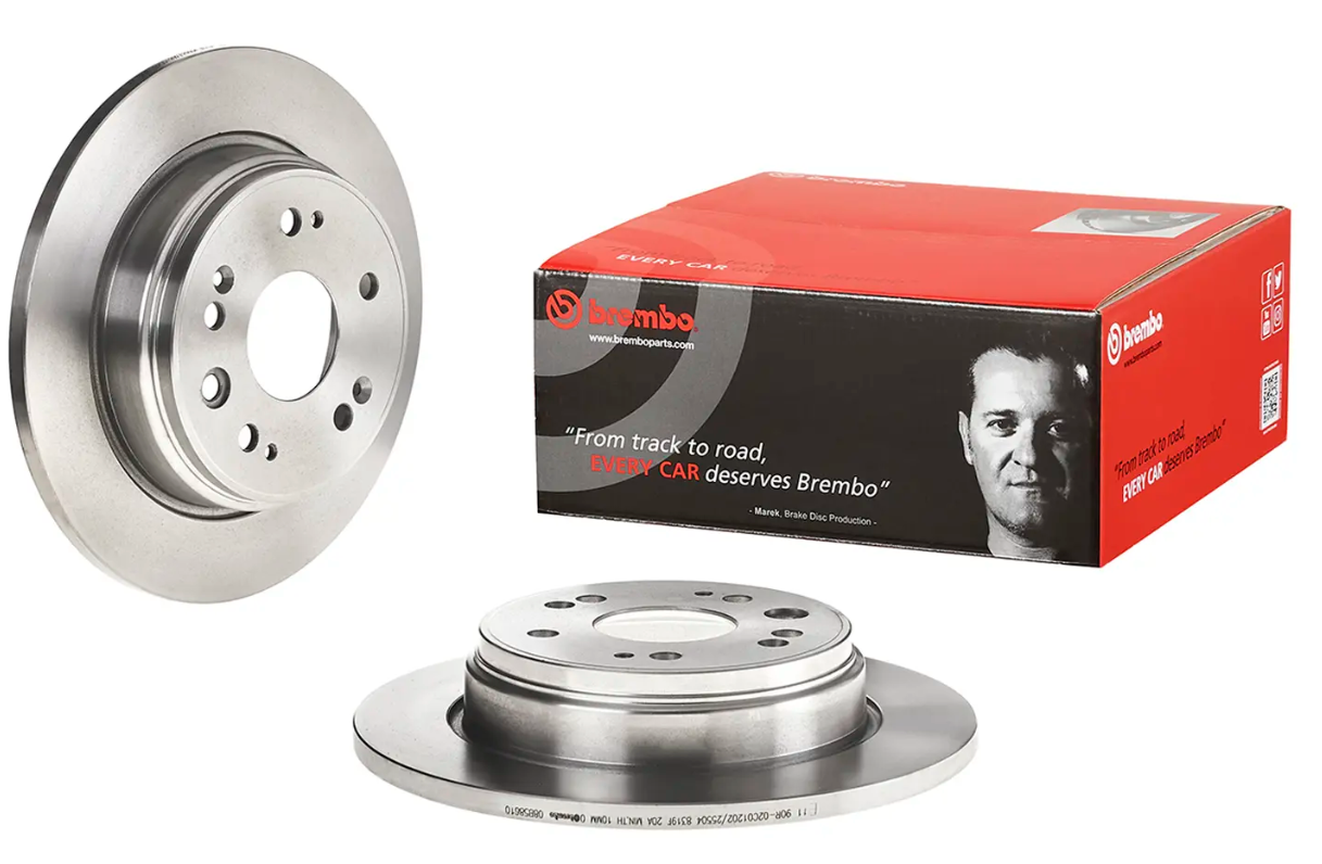 BREMBO -  Rear Solid Brake Disc Pair - 282mm Diameter
