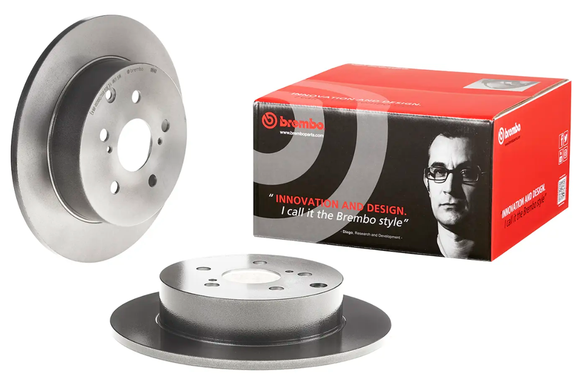 BREMBO -  Rear Solid Brake Disc Pair Coated - 297mm Diameter