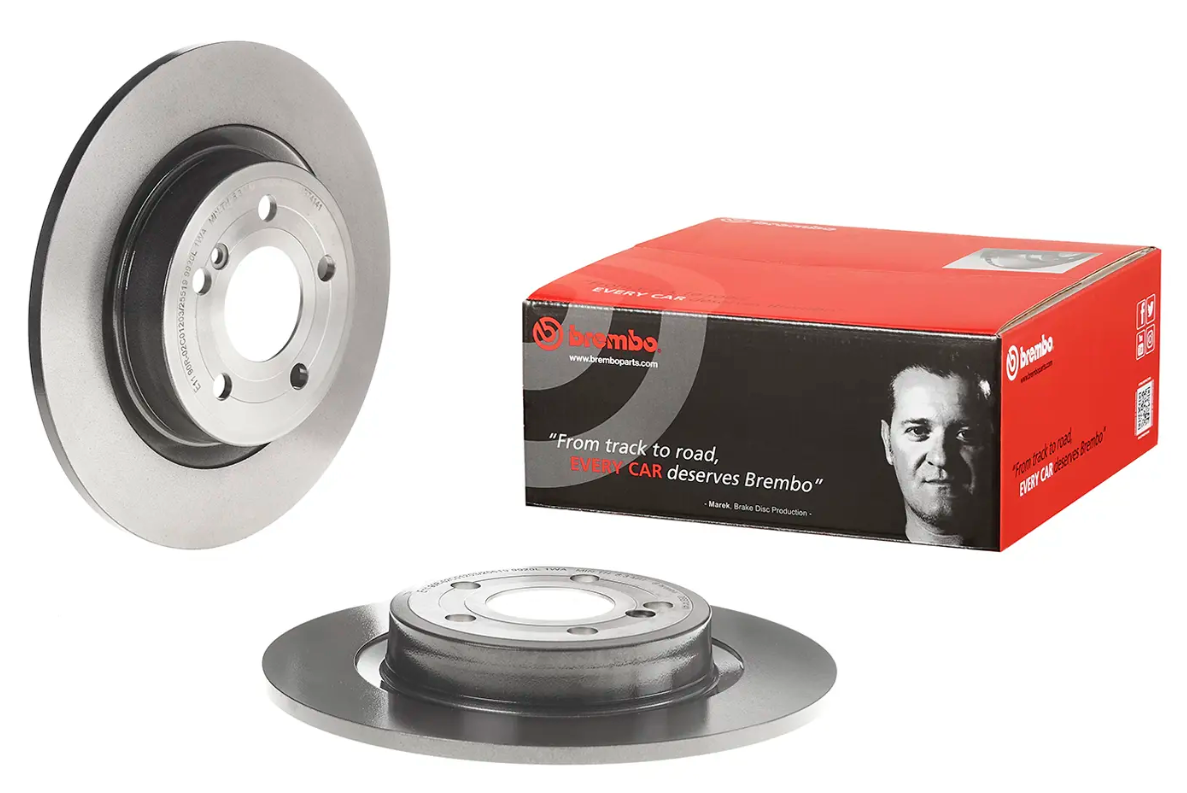 BREMBO -  Rear Solid Brake Disc Pair Coated - 300mm Diameter