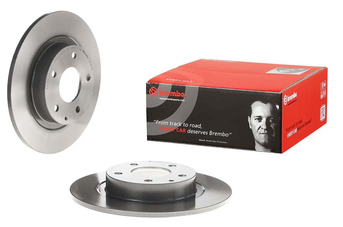 BREMBO -  Rear Solid Brake Disc Pair Coated - 278mm Diameter
