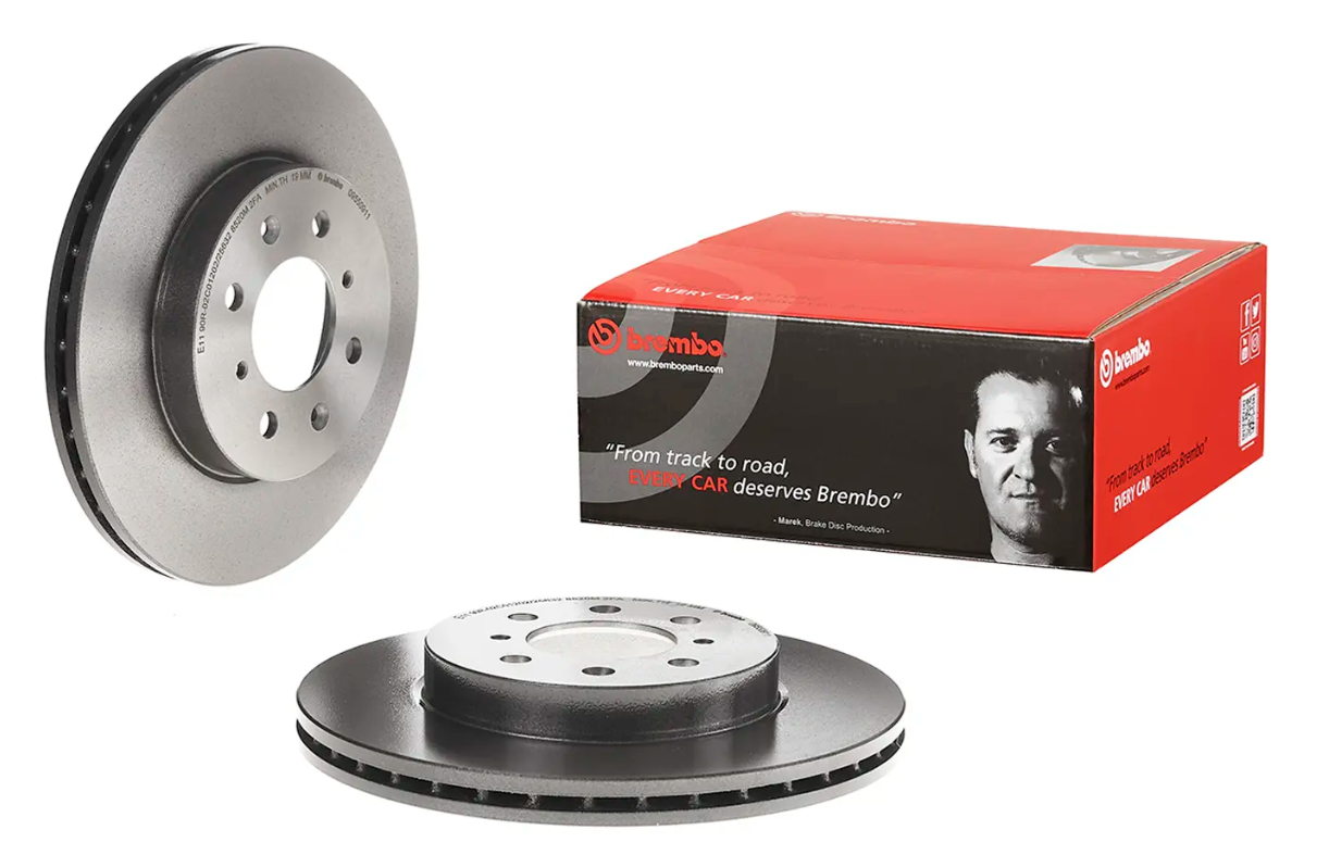 BREMBO -  Front Vented Brake Disc Pair Coated - 262mm Diameter