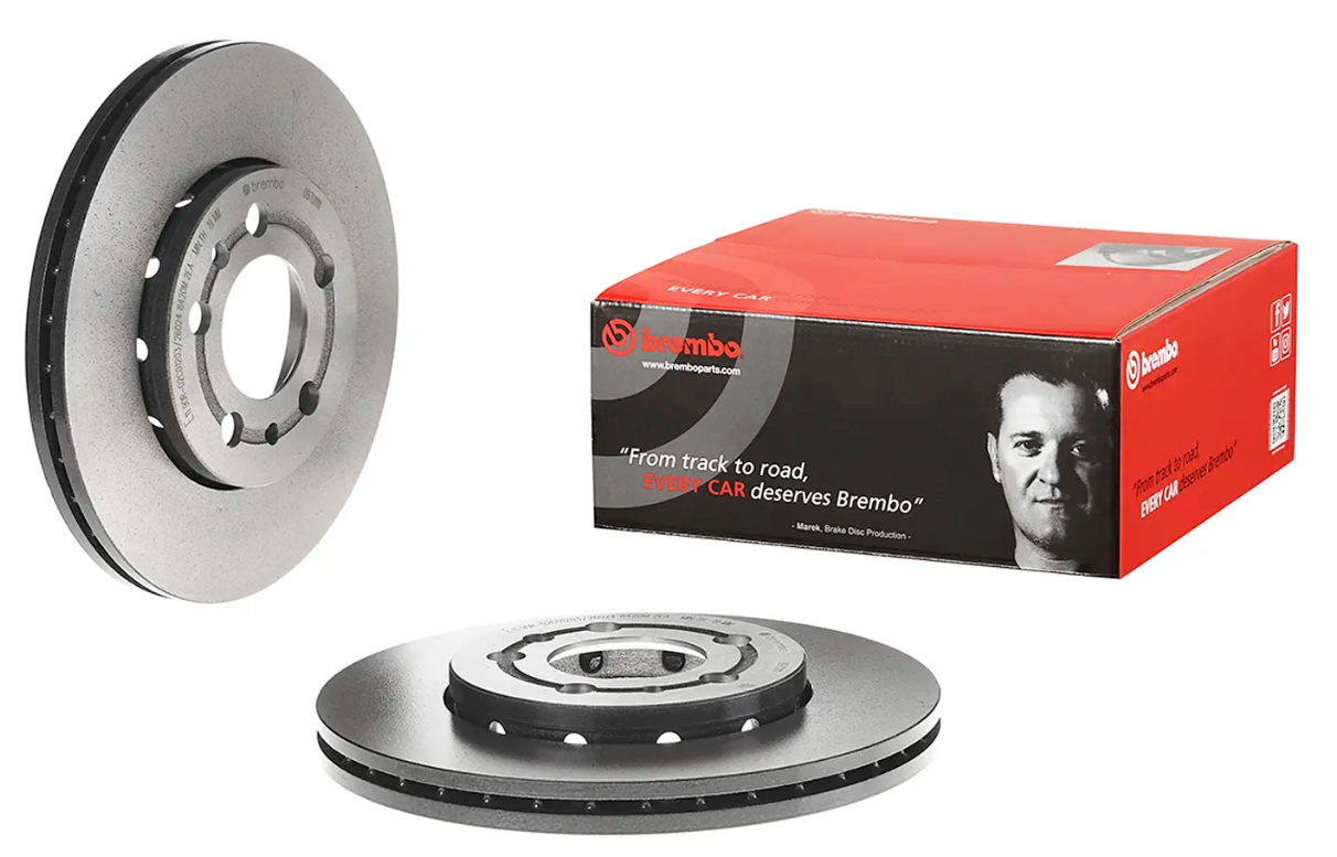 BREMBO -  Front Vented Brake Disc Pair Coated - 256mm Diameter