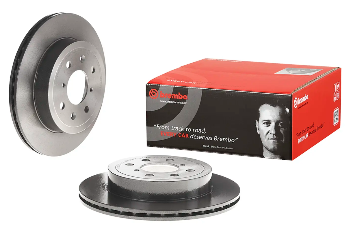 BREMBO -  Front Vented Brake Disc Pair Coated - 253mm Diameter