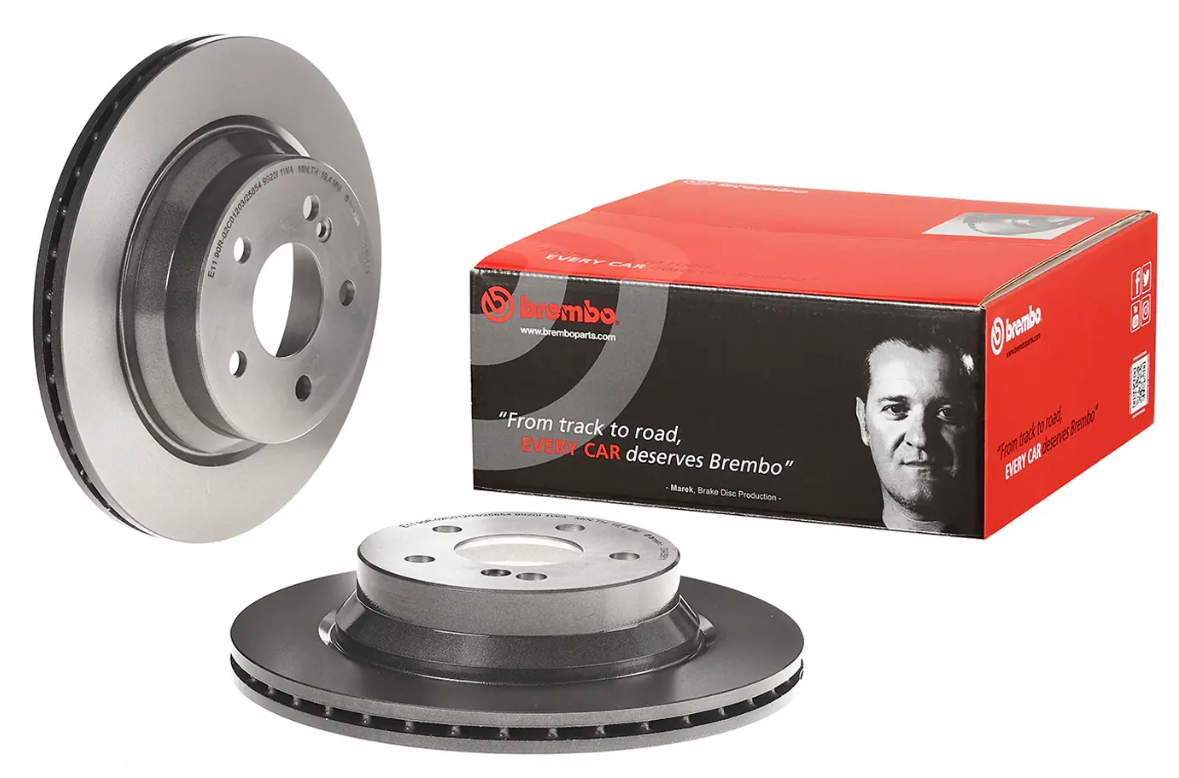 BREMBO -  Rear Vented Brake Disc Pair Coated - 300mm Diameter