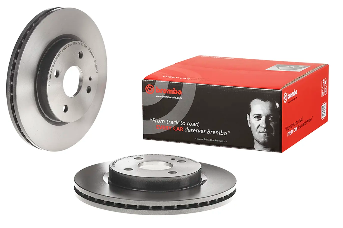 BREMBO -  Front Vented Brake Disc Pair Coated - 258mm Diameter
