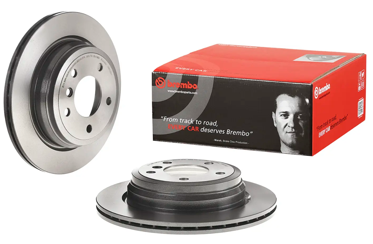 BREMBO -  Rear Vented Brake Disc Pair Coated - 300mm Diameter