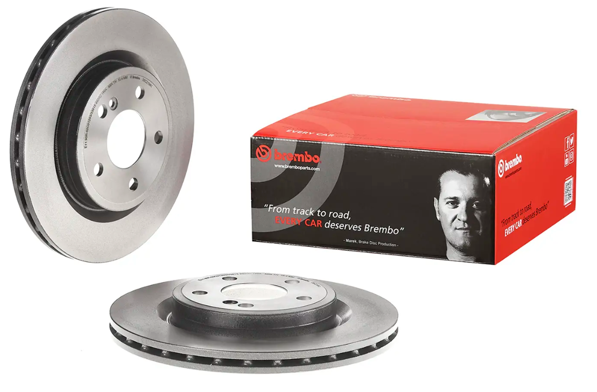 BREMBO -  Rear Vented Brake Disc Pair Coated - 295mm Diameter