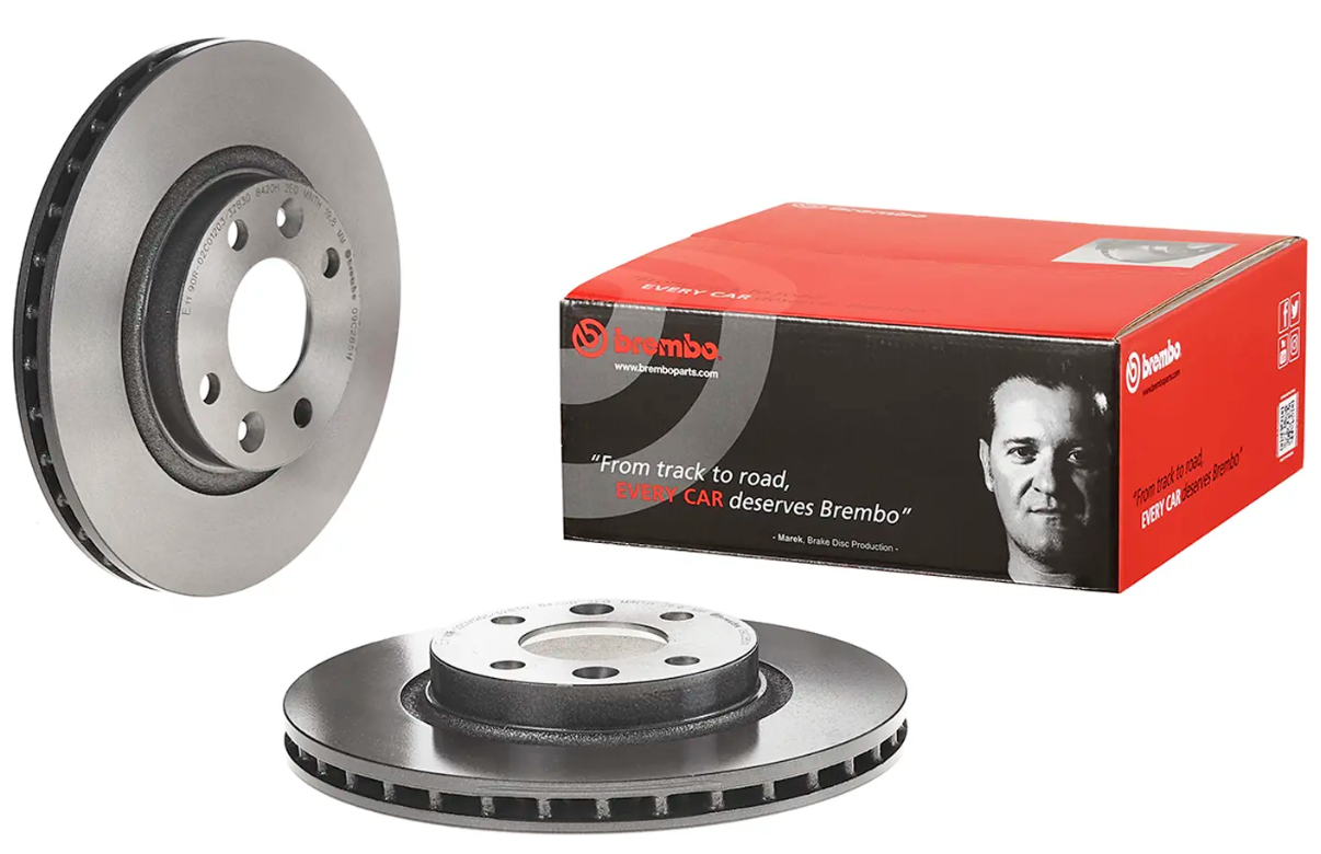 BREMBO -  Front Vented Brake Disc Pair Coated - 258mm Diameter