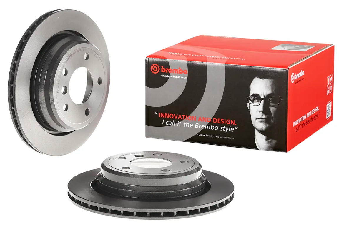 BREMBO -  Rear Vented Brake Disc Pair Coated - 298mm Diameter