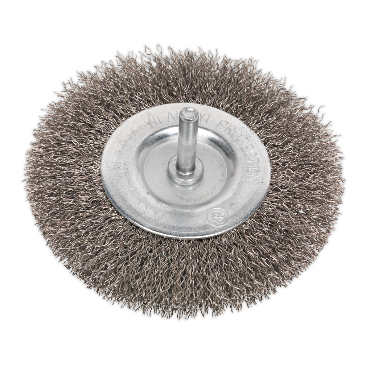 Crimped Flat Wire Brush Stainless Steel Ø100mm Ø6mm Shaft