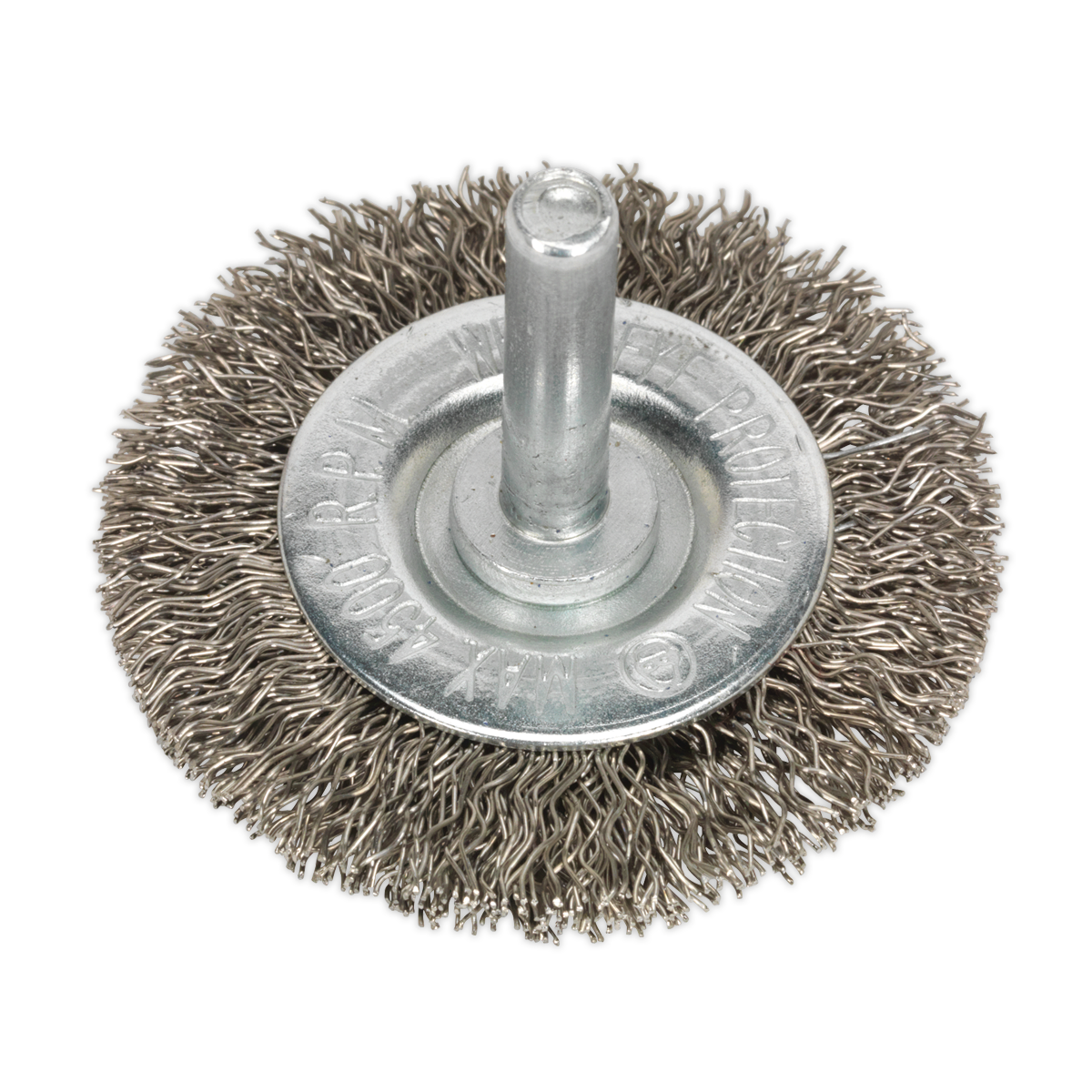 Crimped Flat Wire Brush Stainless Steel Ø50mm Ø6mm Shaft