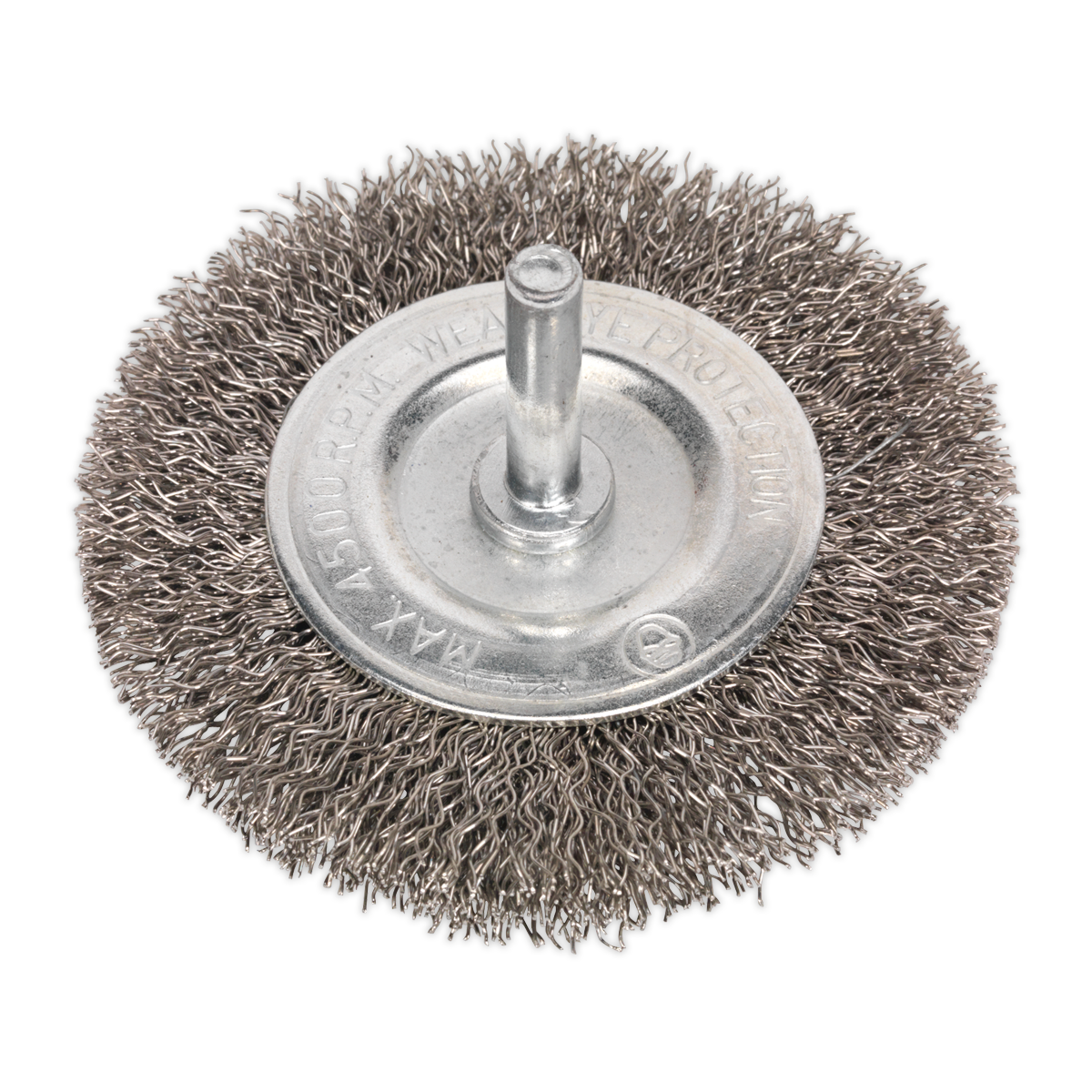 Crimped Flat Wire Brush Stainless Steel 75mm with 6mm Shaft