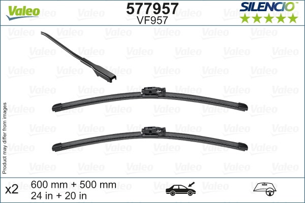 VALEO -  Wiper Blade - Silencio Flat Blade Set - 600mm/500mm 24"/20"