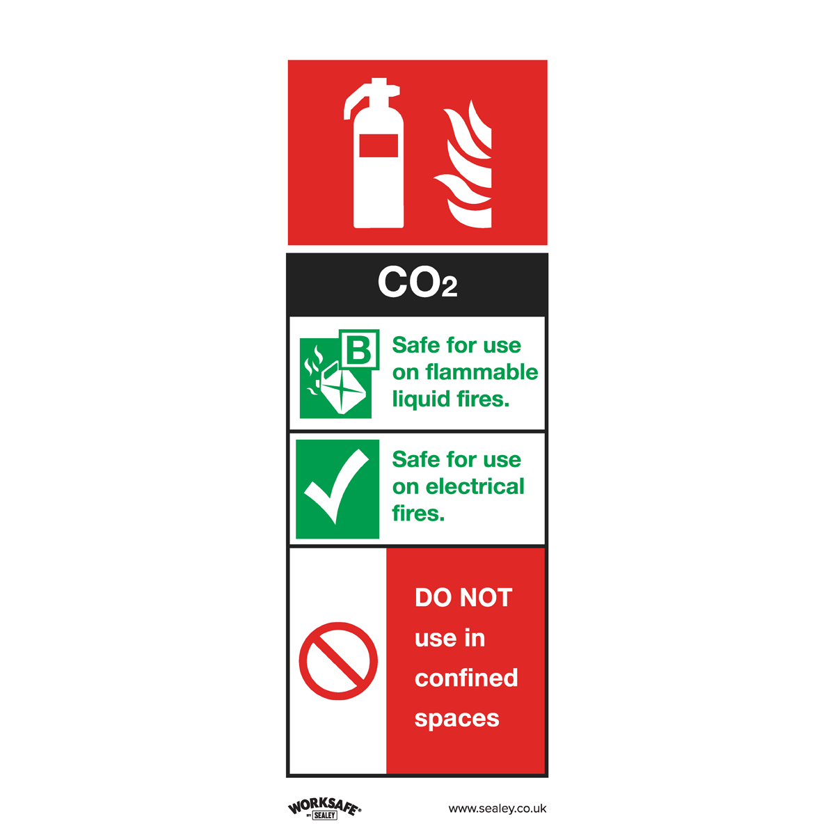 Safe Conditions Safety Sign - CO2 Fire Extinguisher - Rigid Plastic - Pack of 10
