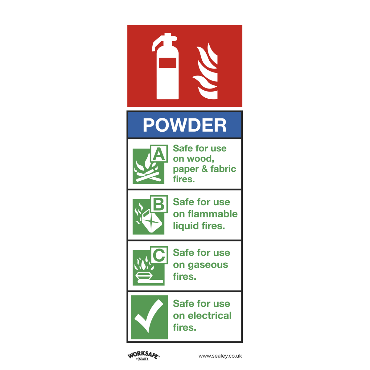 Safe Conditions Safety Sign - Powder Fire Extinguisher - Self-Adhesive Vinyl